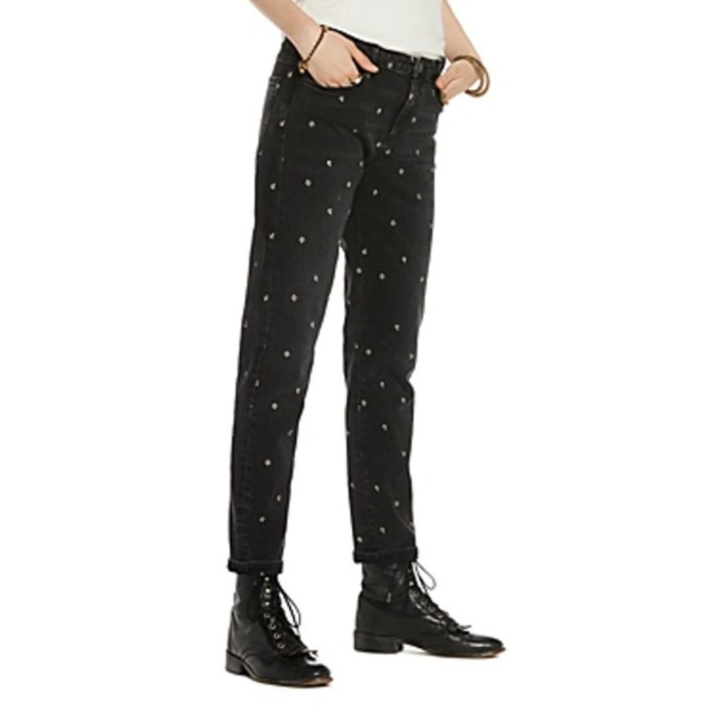 Scotch & Soda Petit Ami Slim Boyfriend Black Anchor Embroidered Jeans, 27/32
